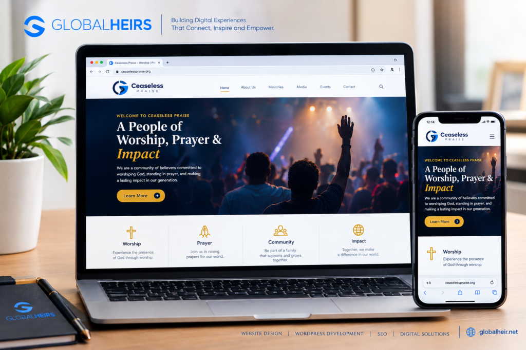 Ceaseless Praise: How Globalheirs Digital Brought a Vision of Faith and Worship to Life Through Website Design 1 Ceaseless Praise: How Globalheirs Digital Brought a Vision of Faith and Worship to Life Through Website Design